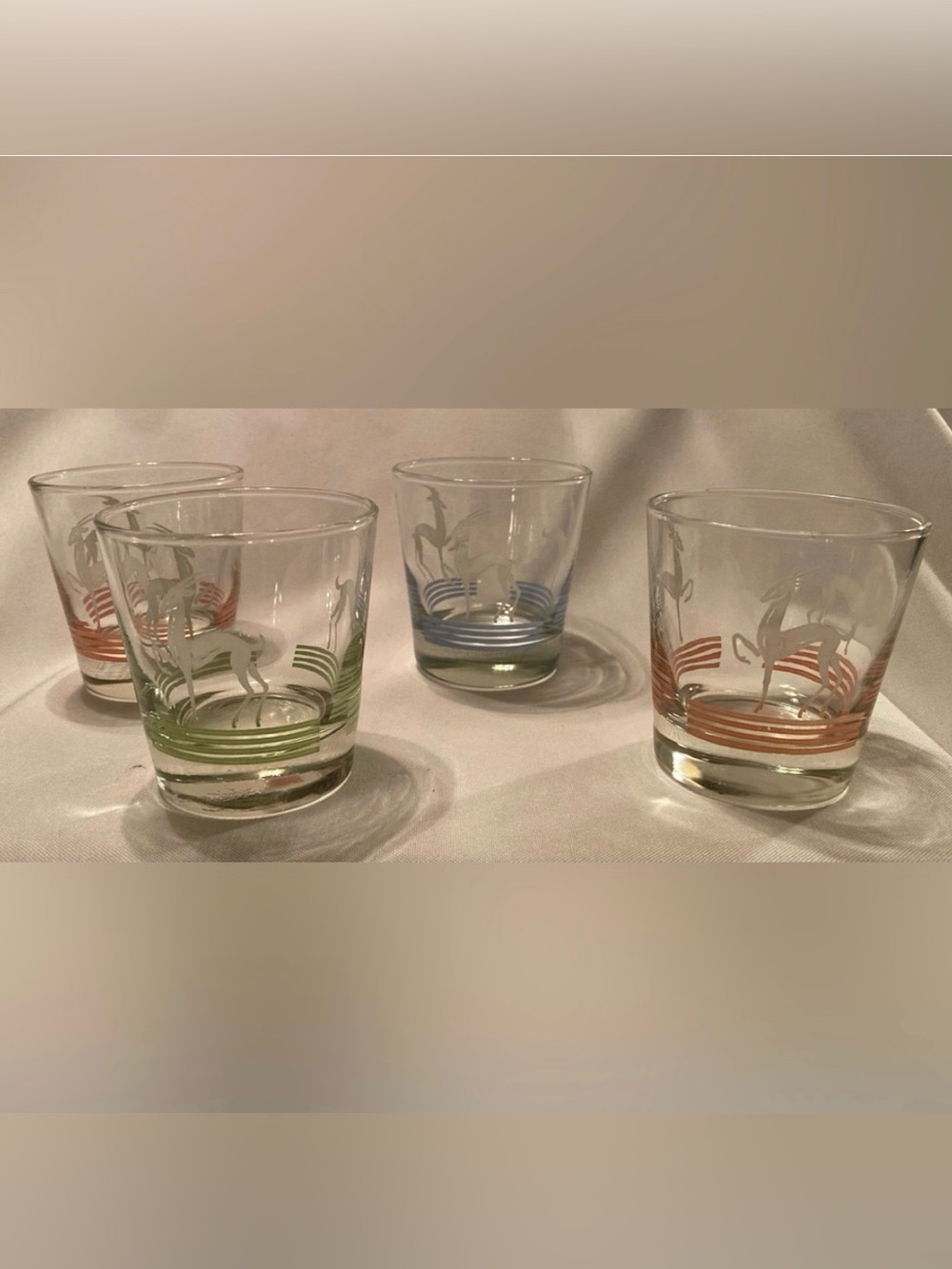 Anchor Hocking Pastel Gazelle Old Fashioned Glass Tumblers 3 3/8" Antelope Set 4